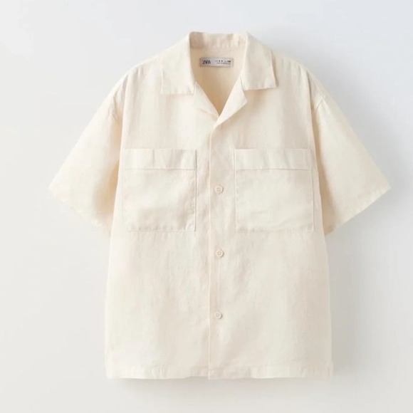 Zara Other - Zara Boys Linen Blended Cotton Yellow Pocket Shirt (Size 11-12)